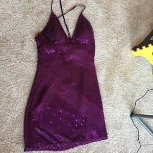 Purple sequin mini dress